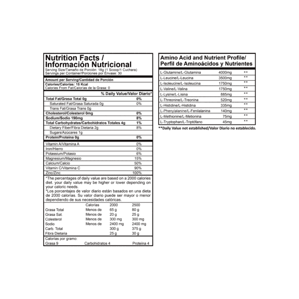 tabla nutricional Army Bcca - Proscience Fittpro